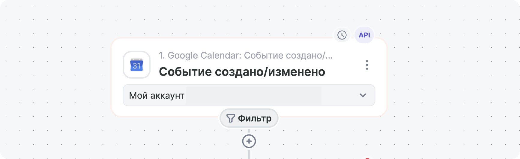 Триггер Google Calendar «Событие создано/изменено» на схеме связки